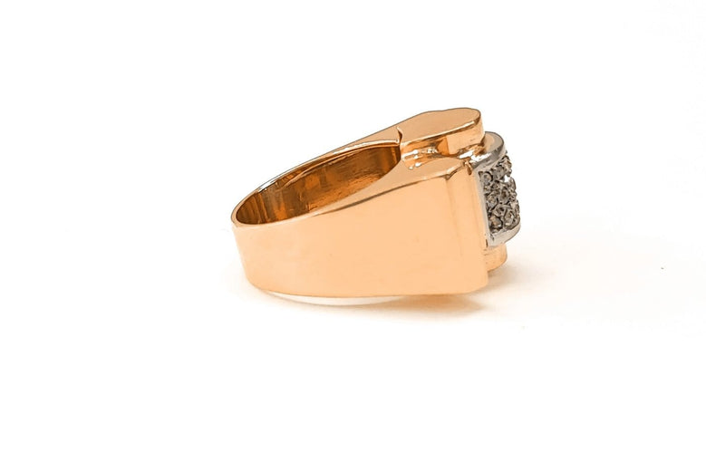 Bague 52 Bague Tank en or rose 18K et platine, diamants taille rose 58 Facettes BAG.TANK-2196.2