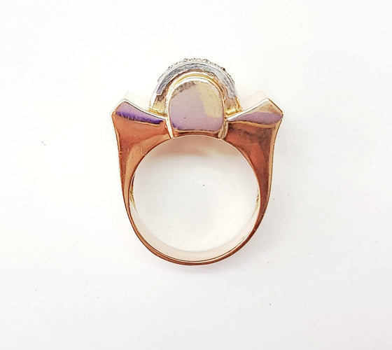 Bague 52 Bague Tank en or rose 18K et platine, diamants taille rose 58 Facettes BAG.TANK-2196.2