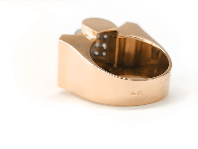 Bague 52 Bague Tank en or rose 18K et platine, diamants taille rose 58 Facettes BAG.TANK-2196.2