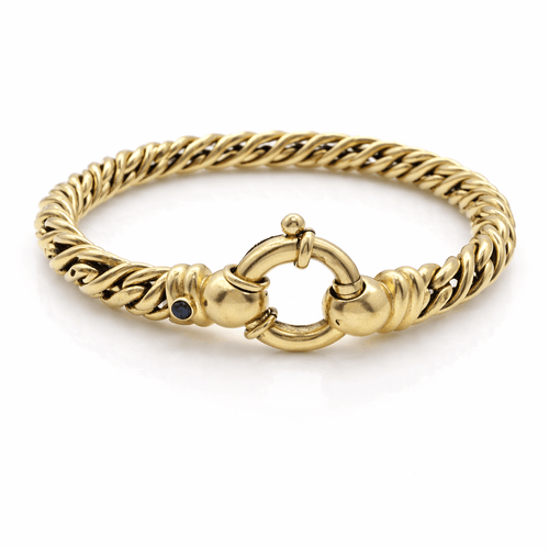 Bracelet Bracelet gourmette en or jaune 18 carats et saphir 58 Facettes Bracelet en or jaune 18 carats et saphir