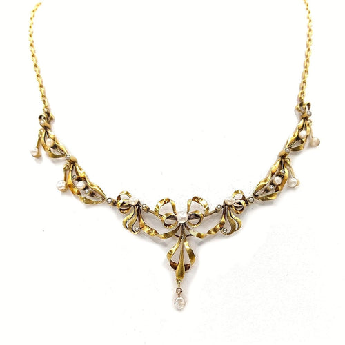 Collier Belle Époque - Collier à nœuds articulés en or jaune 18k et perles semences 58 Facettes 252