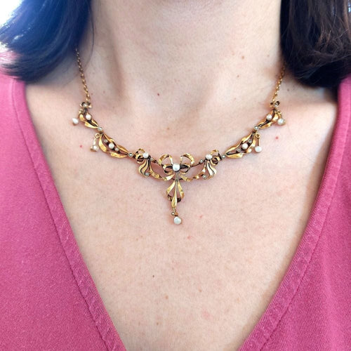 Collier Belle Époque - Collier à nœuds articulés en or jaune 18k et perles semences 58 Facettes 252