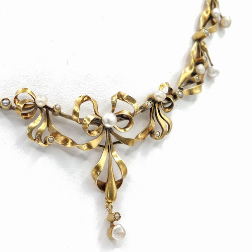 Collier Belle Époque - Collier à nœuds articulés en or jaune 18k et perles semences 58 Facettes 252