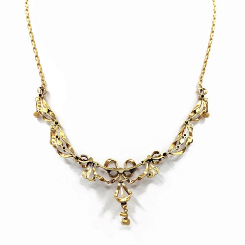 Collier Belle Époque - Collier à nœuds articulés en or jaune 18k et perles semences 58 Facettes 252