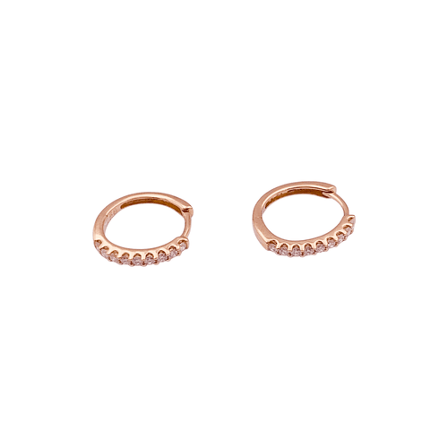 Boucles d'oreilles Paire de petites créoles en or rose, diamants. 58 Facettes 35463