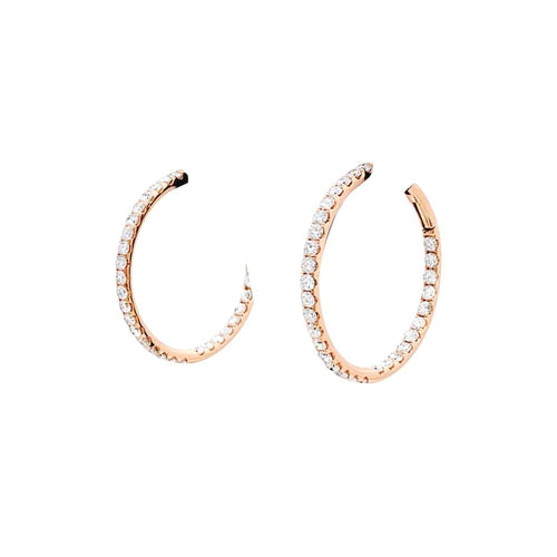 Boucles d'oreilles Boucles d'oreilles créoles, or rose et diamants. 58 Facettes 35447