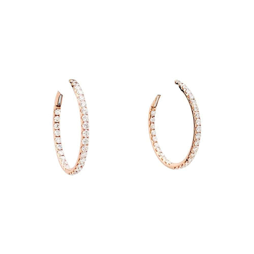 Boucles d'oreilles Boucles d'oreilles créoles, or rose et diamants. 58 Facettes 35447