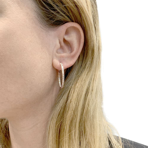 Boucles d'oreilles Boucles d'oreilles créoles, or rose et diamants. 58 Facettes 35447