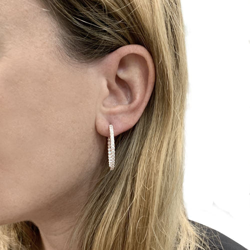 Boucles d'oreilles Boucles d'oreilles créoles, or rose et diamants. 58 Facettes 35447