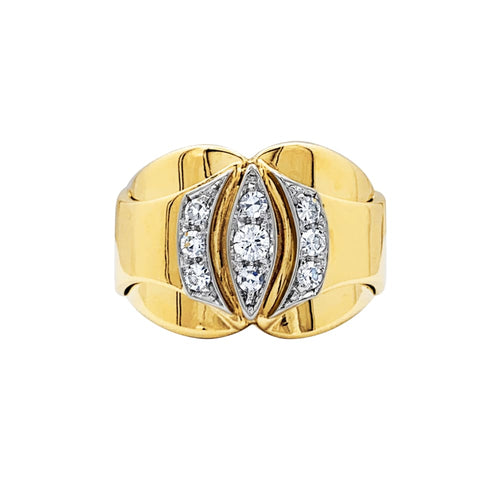 Bague 52 Bague vintage, deux tons d'or et diamants. 58 Facettes 35516