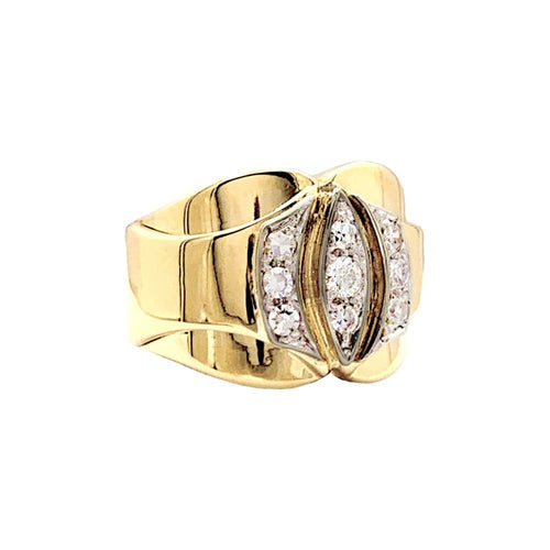 Bague 52 Bague vintage, deux tons d'or et diamants. 58 Facettes 35516