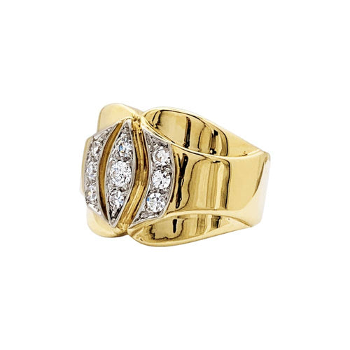 Bague 52 Bague vintage, deux tons d'or et diamants. 58 Facettes 35516
