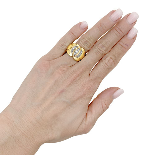 Bague 52 Bague vintage, deux tons d'or et diamants. 58 Facettes 35516