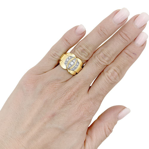 Bague 52 Bague vintage, deux tons d'or et diamants. 58 Facettes 35516