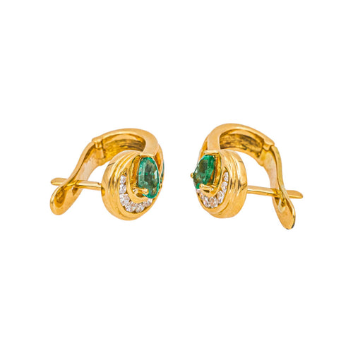 Boucles d'oreilles Boucles d'oreilles  Dormeuses Or jaune Emeraude, Diamant 58 Facettes 4927354CN