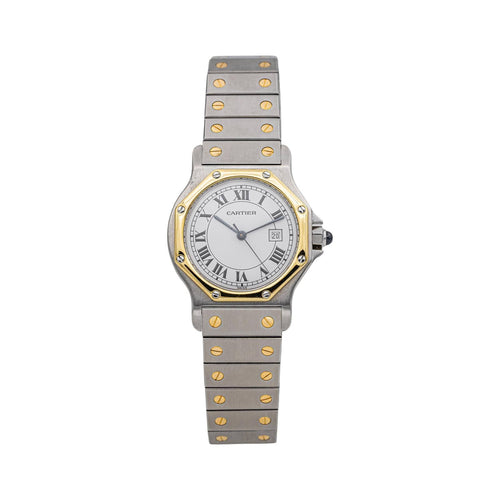 Montre Cartier Montre Santos Acier, Or jaune Saphir 58 Facettes 4960467CN