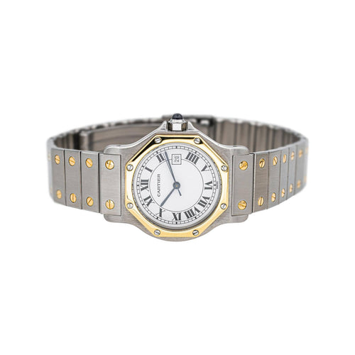 Montre Cartier Montre Santos Acier, Or jaune Saphir 58 Facettes 4960467CN