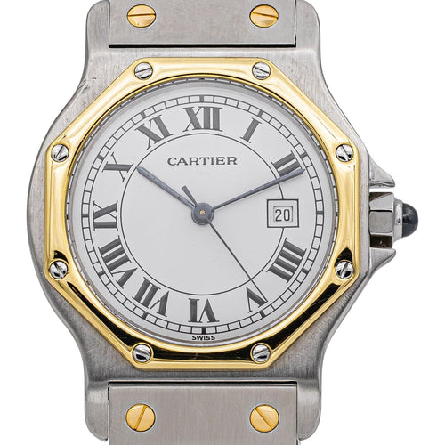 Montre Cartier Montre Santos Acier, Or jaune Saphir 58 Facettes 4960467CN