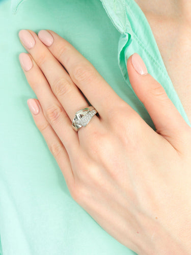 Bague 57 Ruban - Bague pavée de diamants en or blanc 58 Facettes BO/160025