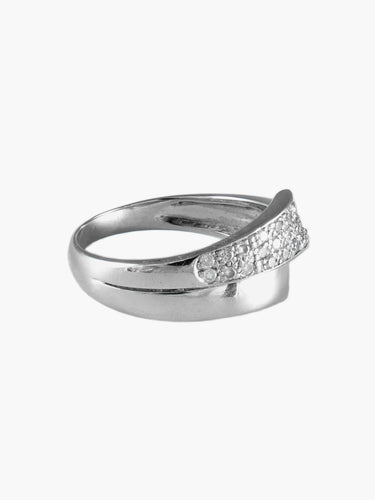 Bague 57 Ruban - Bague pavée de diamants en or blanc 58 Facettes BO/160025