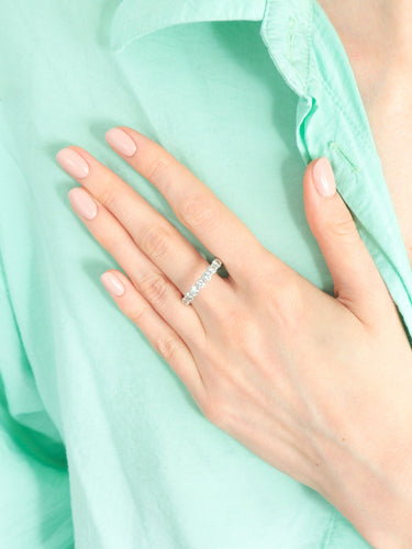 Bague 63 Alliance américaine - Bague en or blanc et diamants 58 Facettes BO/200013
