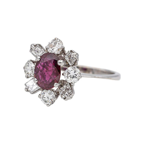 Bague 52 Bague Pompadour Or blanc Rubis, Diamant 58 Facettes 5348123CN