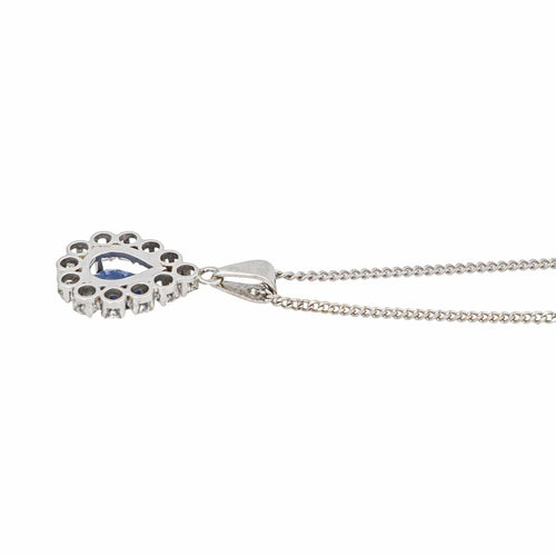 Collier Collier Pendentif Or blanc Saphir, Diamant 58 Facettes 5488789CN
