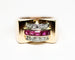 Bague 55 Bague tank 1940 en or rose 750 rubis Verneuil et diamants 58 Facettes A12005