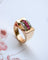 Bague 55 Bague tank 1940 en or rose 750 rubis Verneuil et diamants 58 Facettes A12005
