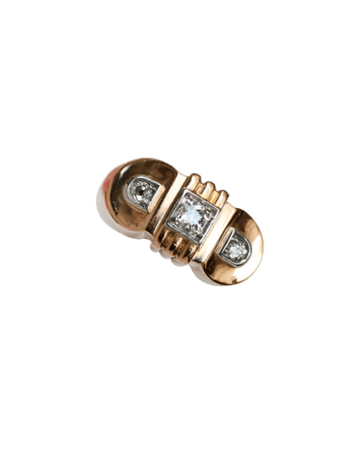 Bague 53 Art Déco - Bague en or rose et platine diamants 58 Facettes A12007