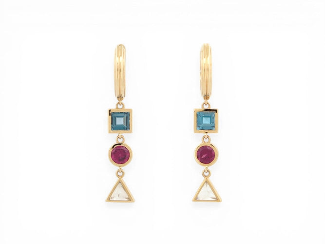 Boucles d'oreilles Poiray Lolita - Boucles d'oreilles créoles en or jaune 18k et pierres 58 Facettes 274334