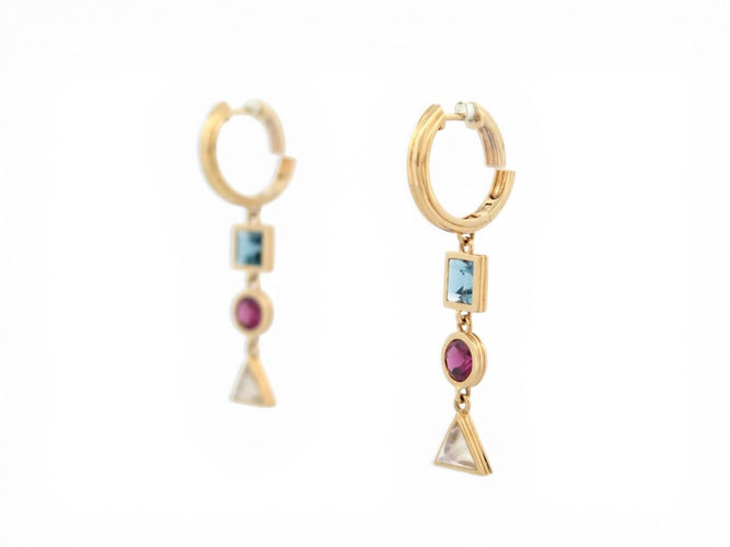 Boucles d'oreilles Poiray Lolita - Boucles d'oreilles créoles en or jaune 18k et pierres 58 Facettes 274334