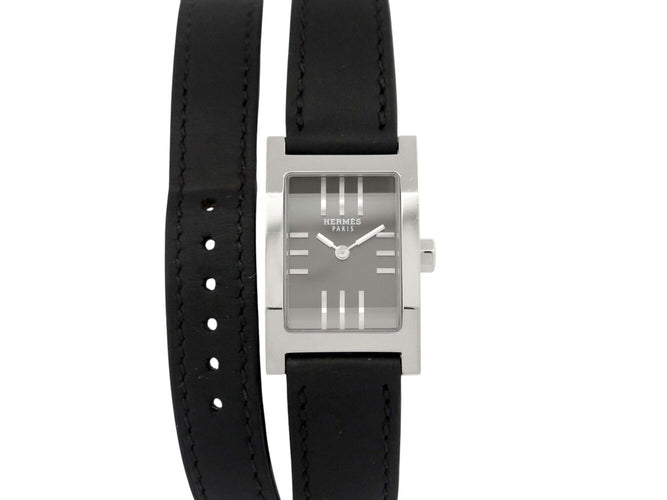 Montre Hermès Tandem TA1.210 - Montre quartz en acier, bracelet cuir double tour 58 Facettes 274330