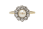 Bague 56 Bague marguerite en or 750, perle et diamants 58 Facettes 11225