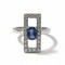 Bague 55 Bague rectangulaire en or blanc 18 carats avec saphir et diamants 58 Facettes 1-0001052/2