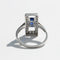 Bague 55 Bague rectangulaire en or blanc avec saphir et diamants 58 Facettes 1-0001052/2