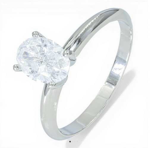 Bague Bague solitaire ovale en or blanc 14K avec diamant 1,05 ct 58 Facettes AZ06