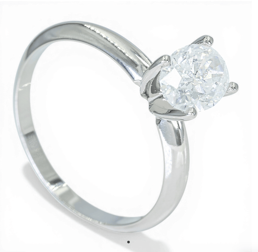 Bague Bague solitaire ovale en or blanc 14K avec diamant 1,05 ct 58 Facettes AZ06