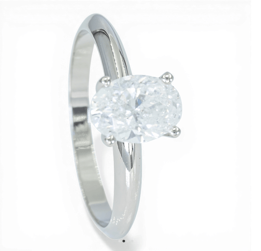 Bague Bague solitaire ovale en or blanc 14K avec diamant 1,05 ct 58 Facettes AZ06