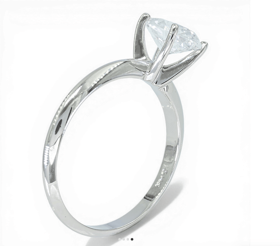 Bague Bague solitaire ovale en or blanc 14K avec diamant 1,05 ct 58 Facettes AZ06