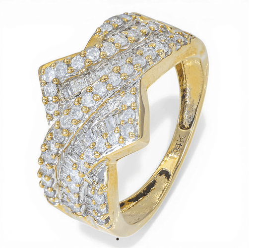 Bague 57 Bague en or jaune 585 sertie de diamants 1,10 ct 58 Facettes WA12