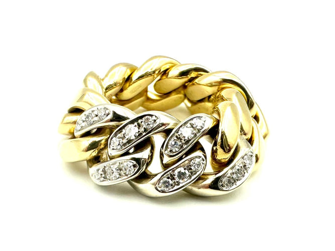 Bague 57 Pomellato Catene - Bague en or jaune et or blanc 18K et diamants 58 Facettes POMELLATO Bg