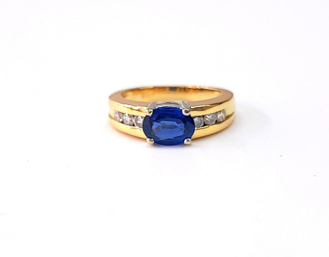 Bague 51 Bague saphir et diamants en or jaune 18K 58 Facettes Bag.saph.2200