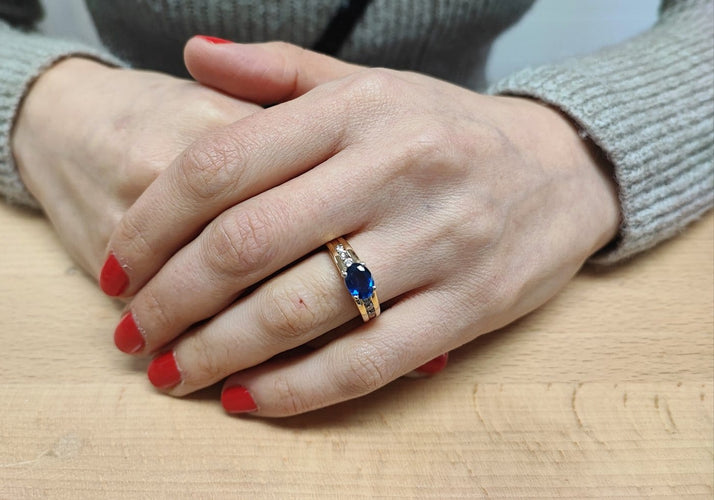 Bague 51 Bague saphir et diamants en or jaune 18K 58 Facettes Bag.saph.2200