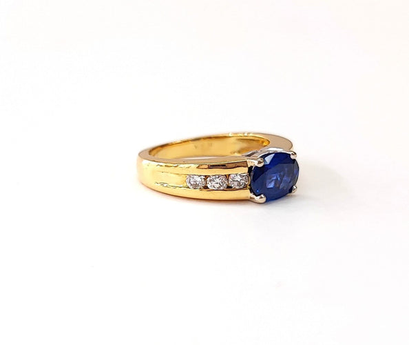 Bague 51 Bague saphir et diamants en or jaune 18K 58 Facettes Bag.saph.2200