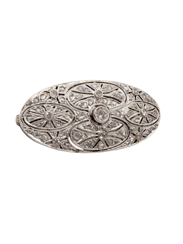 Broche Broche Art déco ovale ajourée en or blanc 18k et diamants 58 Facettes O2549