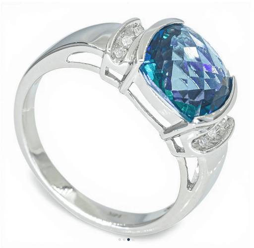 Bague 54 Bague en or blanc 585/1000 avec topaze et diamants 58 Facettes 150