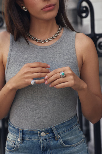 Bague 52 Bague boule en platine avec émeraude de Colombie et diamants 58 Facettes