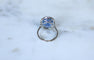 Bague 54 Bague Art déco saphir de Ceylan non chauffé 10,50 ct et diamants 58 Facettes
