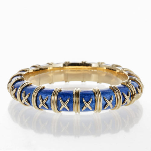 Bracelet Tiffany & Co Schlumberger - Bracelet en or jaune 18 K et émail bleu 58 Facettes 2.19492